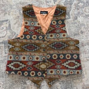 Vintage Tapestry Style Vest Western Geometric Pattern Aztec Nadia Made in Italy